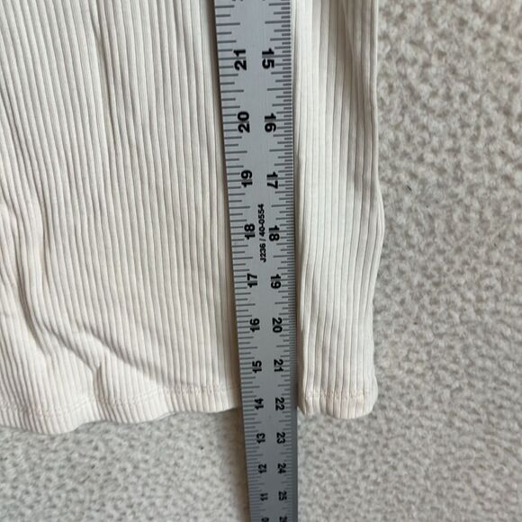 Vintage rib T-shirt‎ with cotton poplin puff sleeves Womens Small Ivory - Picture 5 of 9